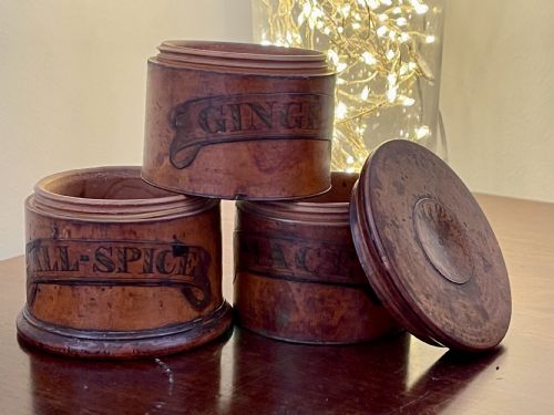 ANTIQUE TREEN THREE TIER SPICE TOWER - ADDITIONAL PHOTO 1