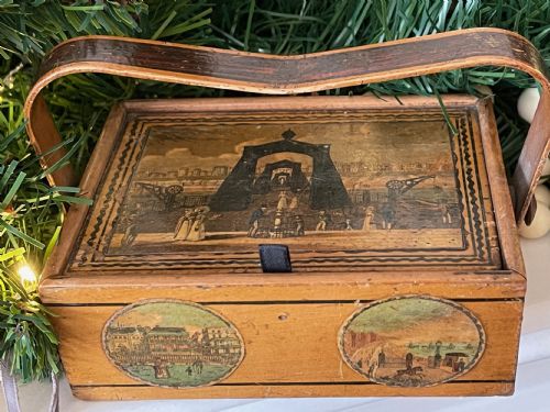 ANTIQUE TUNBRIDGE WARE SEWING PANNIER REELS MEASURE - ADDITIONAL PHOTO 6