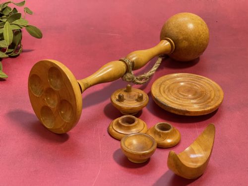 ANTIQUE TREEN BILBOQUET VARIOUS DIFFERENT SHAPED ATTACHMENTS - ADDITIONAL PHOTO 3