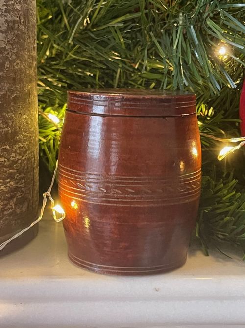 antique treen lidded barrel dated 1794 - CATEGORY: ANTIQUE MISCELLANEOUS - DATED GEORGIAN