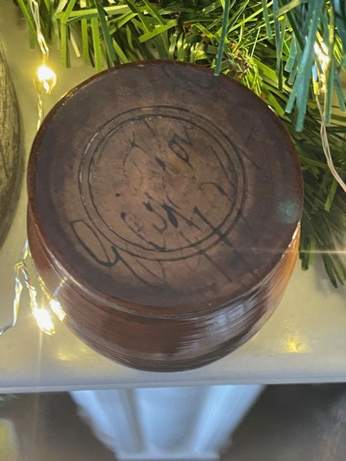 ANTIQUE TREEN LIDDED BARREL DATED 1794 - ADDITIONAL PHOTO 2