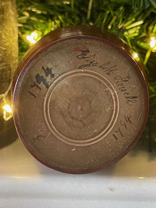 ANTIQUE TREEN LIDDED BARREL DATED 1794 - ADDITIONAL PHOTO 3