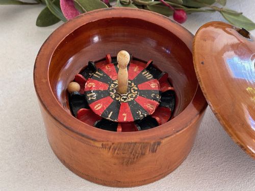 ANTIQUE TREEN TRAVELLING ROULETTE GAME - ADDITIONAL PHOTO 5