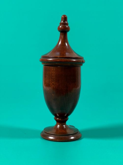 ANTIQUE FRUITWOOD LIDDED SPICE POT - ADDITIONAL PHOTO 1