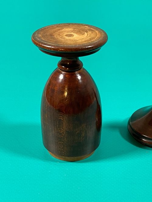ANTIQUE FRUITWOOD LIDDED SPICE POT - ADDITIONAL PHOTO 3