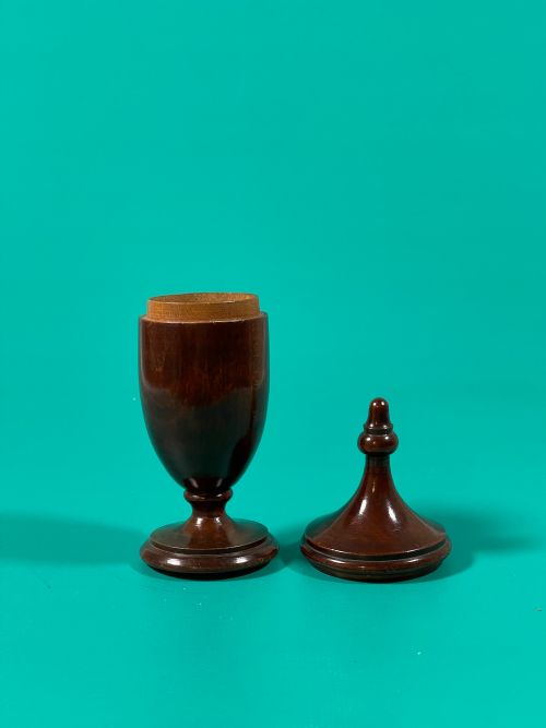 ANTIQUE FRUITWOOD LIDDED SPICE POT - ADDITIONAL PHOTO 4