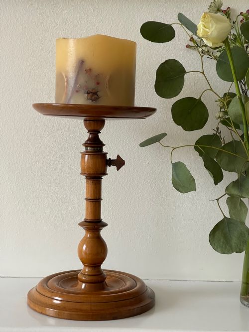 antique treen adjustable fruitwood candle stand - CATEGORY: ANTIQUE MISCELLANEOUS - DATED GEORGIAN