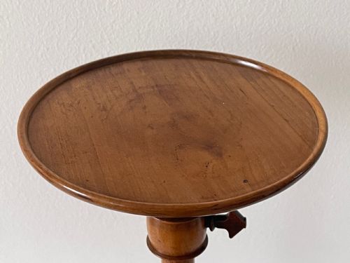 ANTIQUE TREEN ADJUSTABLE FRUITWOOD CANDLE STAND - ADDITIONAL PHOTO 1
