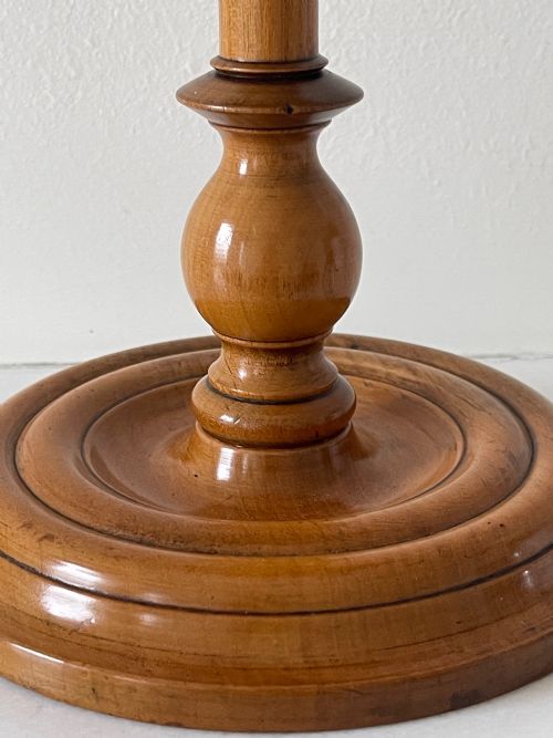 ANTIQUE TREEN ADJUSTABLE FRUITWOOD CANDLE STAND - ADDITIONAL PHOTO 2