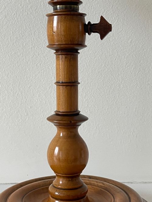 ANTIQUE TREEN ADJUSTABLE FRUITWOOD CANDLE STAND - ADDITIONAL PHOTO 4