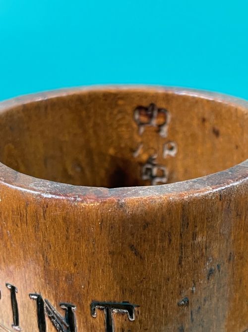 TWO ANTIQUE TREEN MEASURES STAMPED PINT HALF PINT - ADDITIONAL PHOTO 4
