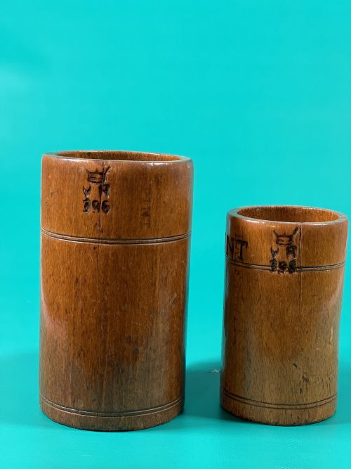 TWO ANTIQUE TREEN MEASURES STAMPED PINT HALF PINT - ADDITIONAL PHOTO 8