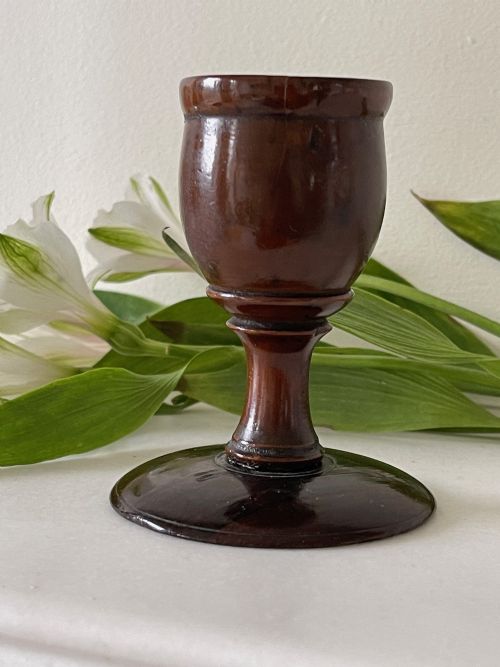antique treen english wide footed egg cup - CATEGORY: ANTIQUE CUPS - DATED 19TH CENTURY