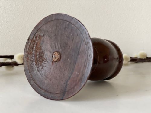 ANTIQUE TREEN ENGLISH WIDE FOOTED EGG CUP - ADDITIONAL PHOTO 2