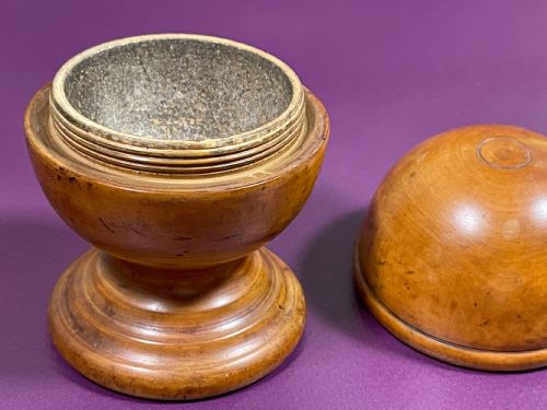 ANTIQUE TREEN BOXWOOD PILL SILVERER - ADDITIONAL PHOTO 4
