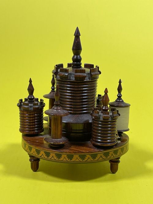 a treen regency sewing companion turret shaped - CATEGORY: ANTIQUE MISCELLANEOUS - DATED GEORGIAN