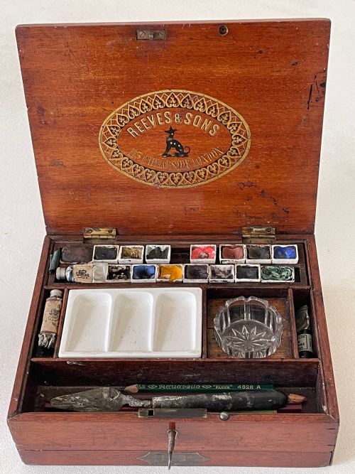 antique artists paint box reeves sons with contents - CATEGORY: ANTIQUE BOXES - DATED 19TH CENTURY