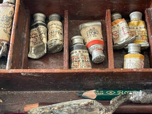 ANTIQUE ARTISTS PAINT BOX REEVES SONS WITH CONTENTS - ADDITIONAL PHOTO 3