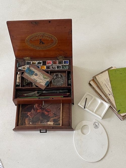 ANTIQUE ARTISTS PAINT BOX REEVES SONS WITH CONTENTS - ADDITIONAL PHOTO 12