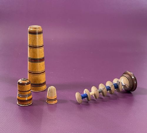 ANTIQUE TREEN TUNBRIDGE WARE MULTI REEL SPOOL THIMBLE - ADDITIONAL PHOTO 2
