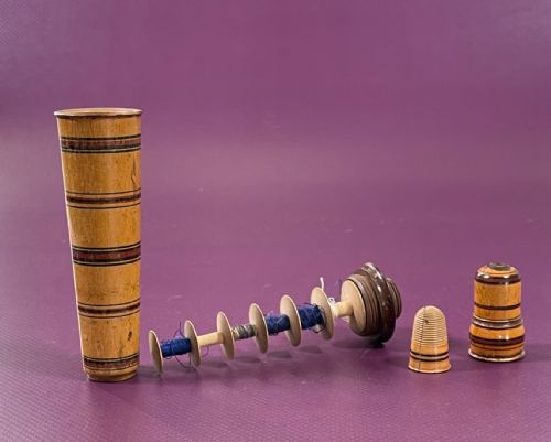 ANTIQUE TREEN TUNBRIDGE WARE MULTI REEL SPOOL THIMBLE - ADDITIONAL PHOTO 9