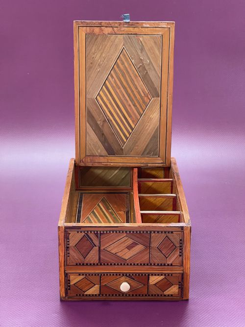 Antique Prisoner of War Straw Work Sewing Box