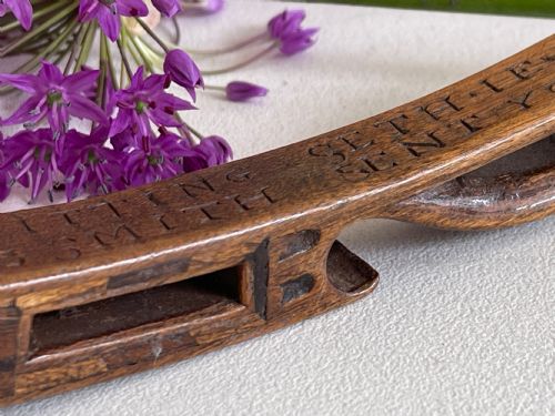 ANTIQUE TREEN KNITTING SHEATH INSCRIBED MESSAGE - ADDITIONAL PHOTO 1