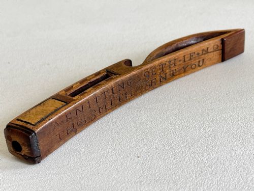 ANTIQUE TREEN KNITTING SHEATH INSCRIBED MESSAGE - ADDITIONAL PHOTO 3