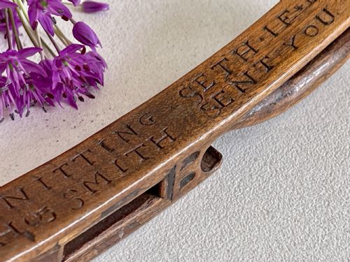 ANTIQUE TREEN KNITTING SHEATH INSCRIBED MESSAGE - ADDITIONAL PHOTO 5