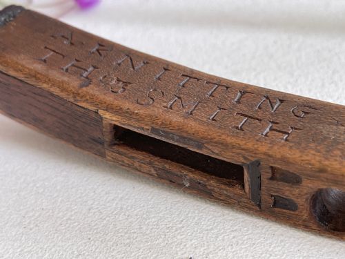ANTIQUE TREEN KNITTING SHEATH INSCRIBED MESSAGE - ADDITIONAL PHOTO 10