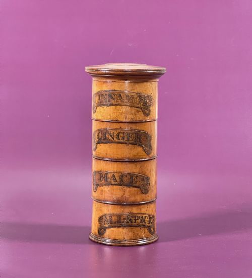 antique treen spice tower 4 tier tower - CATEGORY: ANTIQUE BOXES - DATED 19TH CENTURY