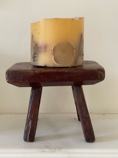 a small oak antique stool for candles - CATEGORY: ANTIQUE MISCELLANEOUS - DATED 19TH CENTURY