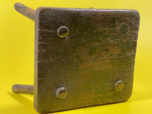 AN ANTIQUE STOOL WITH REMNANTS OF THE OLD GREEN PAINT - ADDITIONAL PHOTO 4