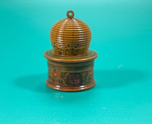 antique tunbridge ware bee skep pin poppet - CATEGORY: ANTIQUE MISCELLANEOUS - DATED GEORGIAN