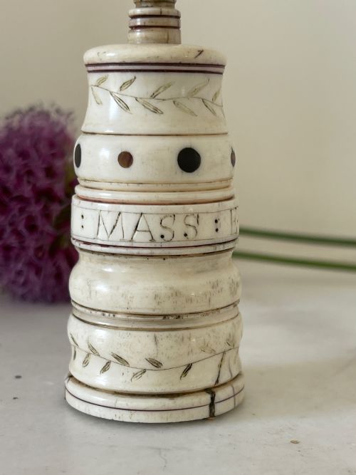 A RARE NAMED SCRIMSHAW COMBINED GO TO BED PRICKER WHALE BONE BARCLAY WHALING SHIP - ADDITIONAL PHOTO 25