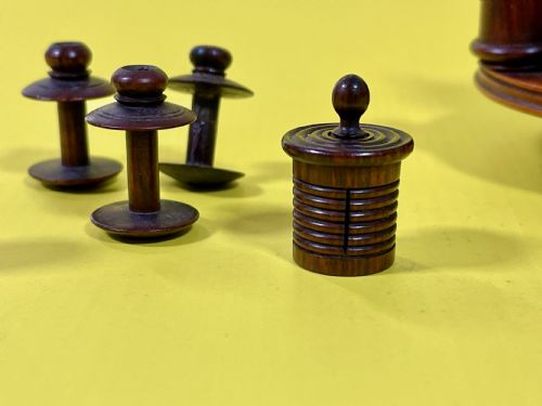 ANTIQUE TREEN ROSEWOOD SEWING COMPANION INCLUDES SIX SEWING TOOLS - ADDITIONAL PHOTO 1