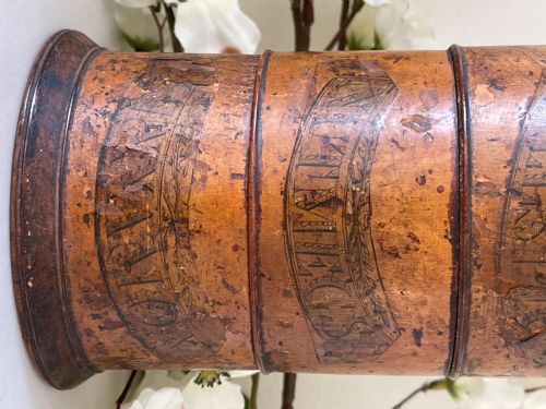 ANTIQUE TREEN FIVE TIER SPICE TOWER ORIGINAL LABELS - ADDITIONAL PHOTO 1