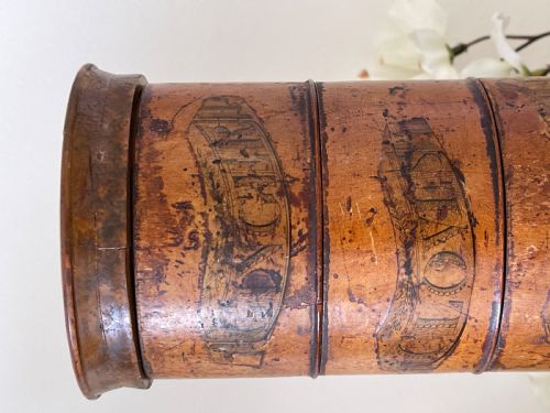 ANTIQUE TREEN FIVE TIER SPICE TOWER ORIGINAL LABELS - ADDITIONAL PHOTO 3