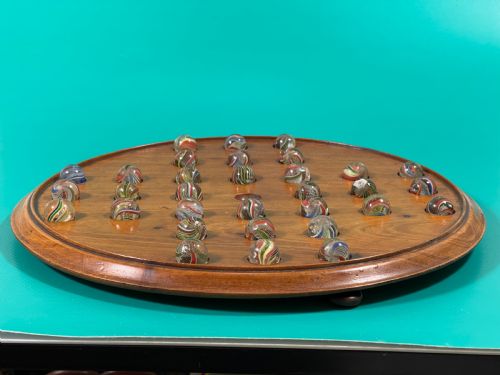 ANTIQUE SOLITAIRE BOARD VICTORIAN MARBLES - ADDITIONAL PHOTO 1