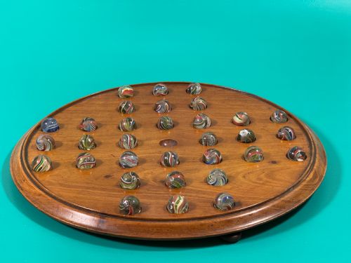 ANTIQUE SOLITAIRE BOARD VICTORIAN MARBLES - ADDITIONAL PHOTO 5