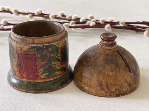 ANTIQUE FOLK ART COTTAGE MONEY BOX - ADDITIONAL PHOTO 1