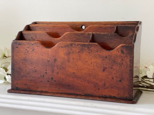 ANTIQUE MAHOGANY STATIONERY OR LETTER RACK - ADDITIONAL PHOTO 1