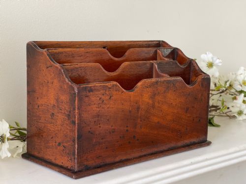 ANTIQUE MAHOGANY STATIONERY OR LETTER RACK - ADDITIONAL PHOTO 2