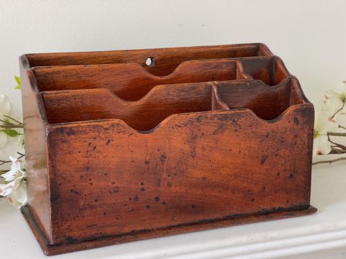 ANTIQUE MAHOGANY STATIONERY OR LETTER RACK - ADDITIONAL PHOTO 6