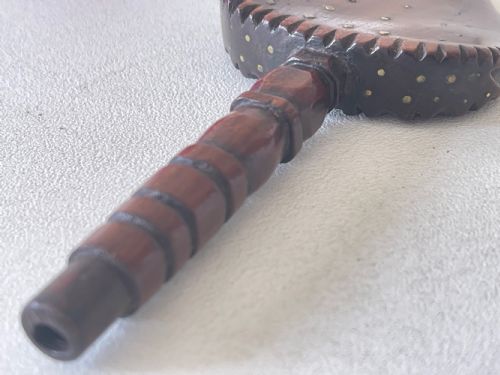 ANTIQUE TREEN KNITTING SHEATH FRO DENTAL BEAUTIFUL BRASS PIQUE WORK - ADDITIONAL PHOTO 3