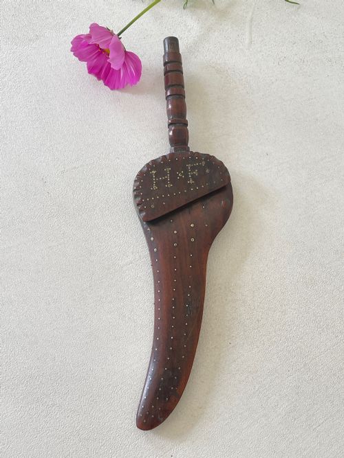 ANTIQUE TREEN KNITTING SHEATH FRO DENTAL BEAUTIFUL BRASS PIQUE WORK - ADDITIONAL PHOTO 6