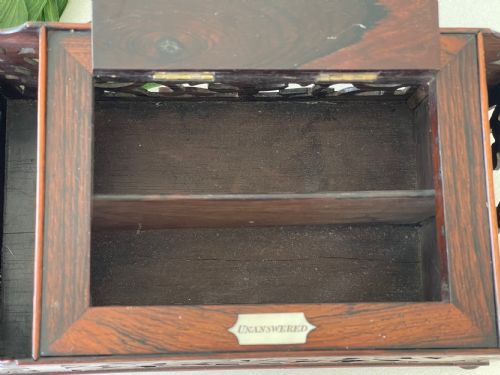 ANTIQUE ROSEWOOD FRETWORK LETTER BOX - ADDITIONAL PHOTO 2