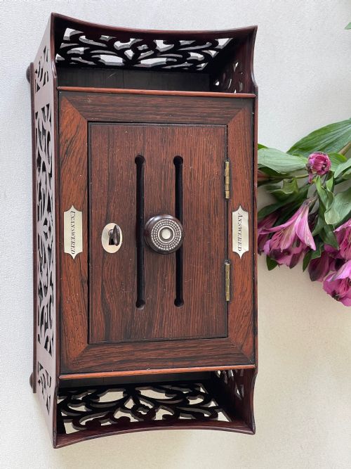 ANTIQUE ROSEWOOD FRETWORK LETTER BOX - ADDITIONAL PHOTO 19