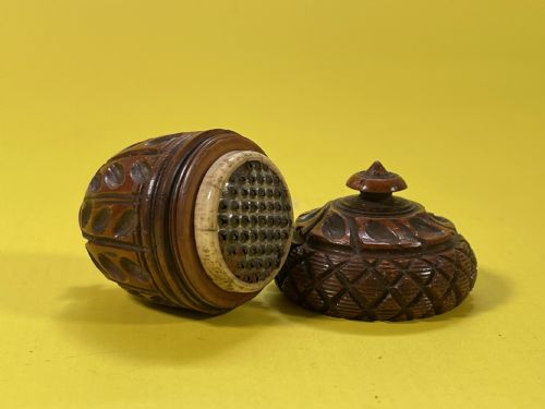 Antique Treen Nutmeg Grater - Acorn Shaped