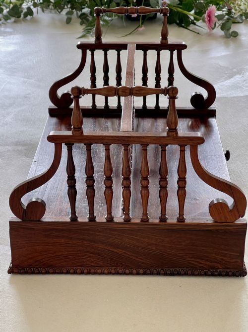 ANTIQUE IRISH ROSEWOOD PORTABLE BOOK CARRIER STAMPED WILLIAMS GIBTON - ADDITIONAL PHOTO 10